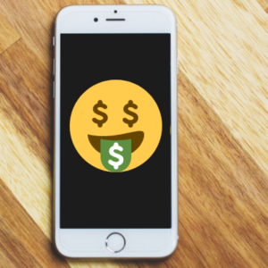 Smart phone with animated emoji displaying