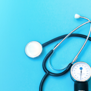 Stethoscope featured on a blue background