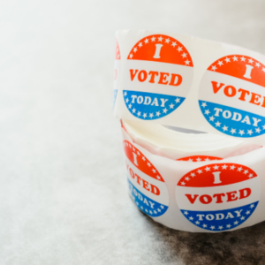 A roll of stickers with "I Voted Today".