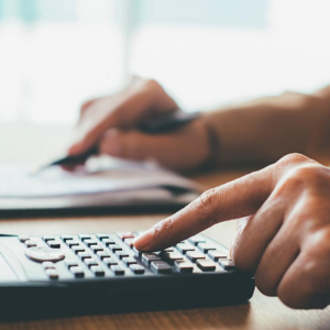 Person using calculator